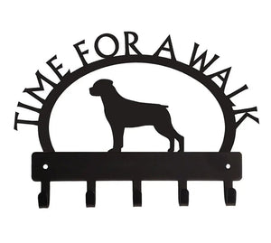 Rottweiler TIME FOR A WALK Dog Key Rack & Leash Holder