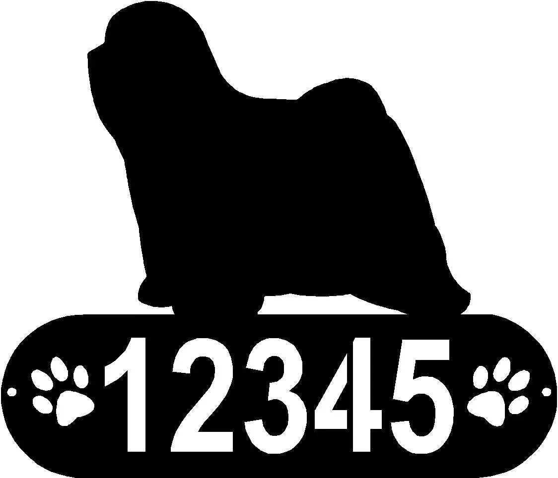 Tibetan Terrier Dog PAWS House Address Sign