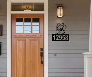 Vizsla Address Sign - Detailed Dog Design with Custom House Numbers