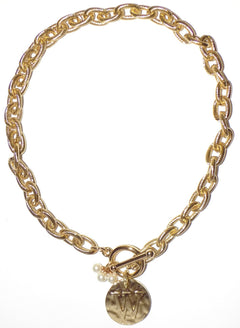 Main Street Collection MSC Monogram Disc Necklace - Letter W (MDPP/9100-1)