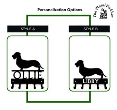 Wirehaired Dachshund Personalized Key and Leash Holder - 5 Hooks