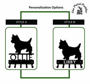 Yorkshire Terrier (Yorkie) Personalized Key Holder and Leash Hanger - 5 Hooks