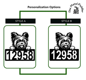 Yorkshire Terrier Address Sign - Detailed Dog Design with Custom House Numbers