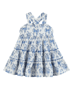 Blue and White Print Layered Sundress