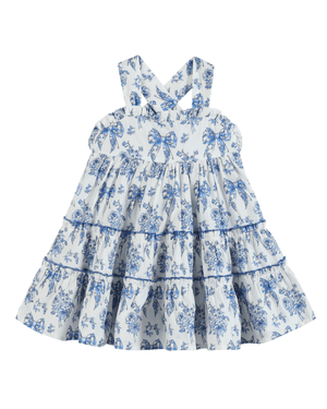 Blue and White Print Layered Sundress