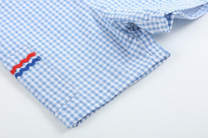 Blue Gingham American Flag Pocket Shortalls