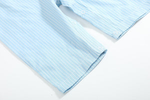 Blue Gingham Train Smocked Longall