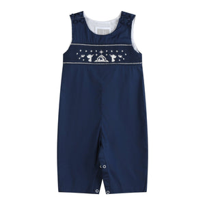 Blue Nativity Smocked Longall