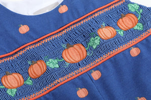 Blue Pumpkin Print Knit Smocked Longall