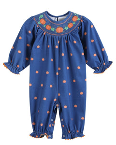 Blue Pumpkin Print Knit Smocked Playsuit