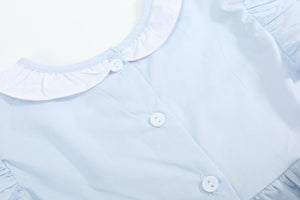 Blue Ruffled Crosses Smocked Dress