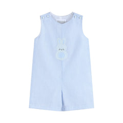 Blue Seersucker Gingham Bunny Shortall