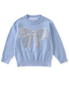 Blue Sparkly Bow Sweater