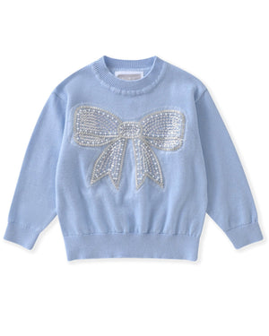 Blue Sparkly Bow Sweater