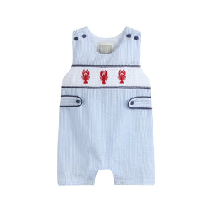 Blue Stripe Crawfish Smocked Shortalls