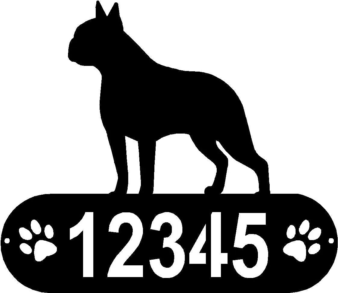 Boston Terrier PAWS House Address Sign or Name Plaque