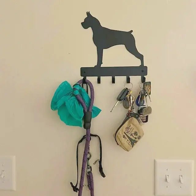 Boxer Dog Key Rack and Leash Holder
