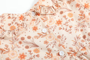 Brown Floral Collared Dress
