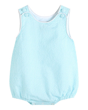 Classic Turquoise Seersucker Bubble Romper