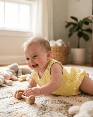 Classic Yellow Gingham Bubble Romper