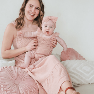 Dusty Rose Crochet Onesie - Infant