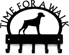 Doberman TIME FOR A WALK Dog Key Rack & Leash Holder