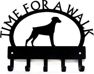 Doberman TIME FOR A WALK Dog Key Rack & Leash Holder