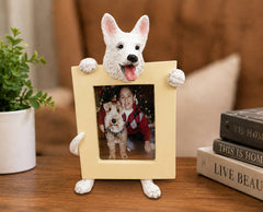 German Shepherd White (2 1/2x3 1/2) Small Photo Picture Ceramic Frame from E&S Imports