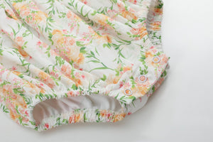 Floral Smocked Collared Bubble Romper