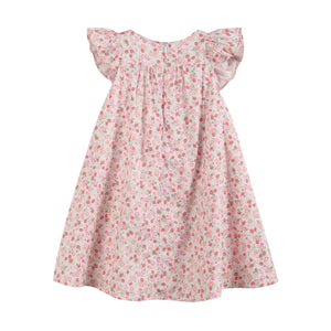 Floral Strawberry Smocked Flutter Dress