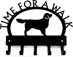 Golden Retriever TIME FOR A WALK Dog Key Rack & Leash Holder