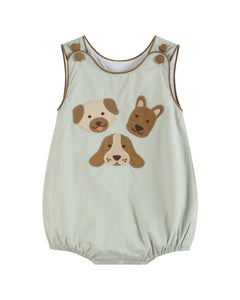 Green Dog Applique Bubble Romper