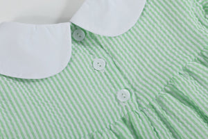 Green Seersucker Bunny Ruffle Dress
