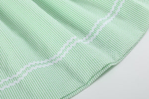 Green Seersucker Easter Bunny Smocked Bishop Dress