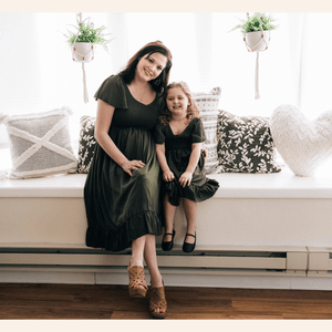 Dark Green Chiffon Dress - Child
