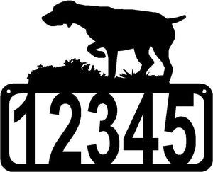 German Shorthaired Pointer Dog on Point Dog House Address Sign