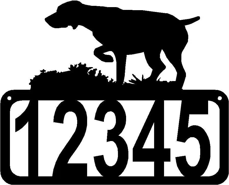 German Shorthaired Pointer Dog on Point Dog House Address Sign