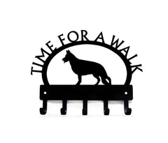 German Shepherd #1 TIME FOR A WALK Dog Key Rack & Leash Holder