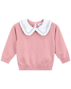 Heirloom Pink Roses Collared Sweater