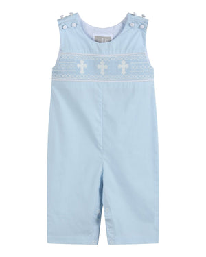 Light Blue Crosses Smocked Longall