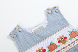Light Blue Pinstripe Turkey Smocked Longall