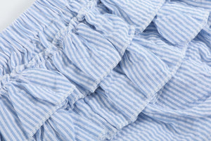 Light Blue Seersucker Turtle 2pc Bloomer Set