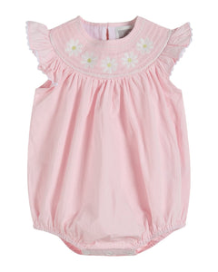 Light Pink Daisy Smocked Ruffle Bubble Romper