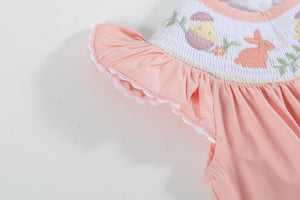 Light Pink Smocked Flutter Bubble Romper