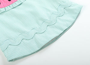 Pink and Green Watermelon Top and Ruffle Bloomer Set