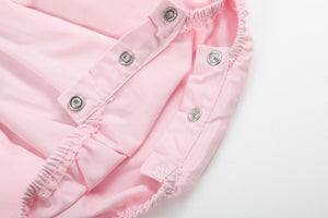 Pink and White bows Smocked Ruffle Bubble Romper