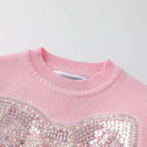 Pink Sparkly Bow Sweater