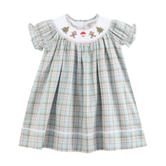 Pinkmas Plaid Christmas Smocked Bishop Dress