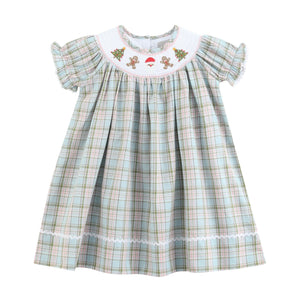 Pinkmas Plaid Christmas Smocked Bishop Dress