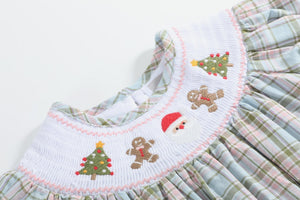 Pinkmas Plaid Christmas Smocked Bubble Romper